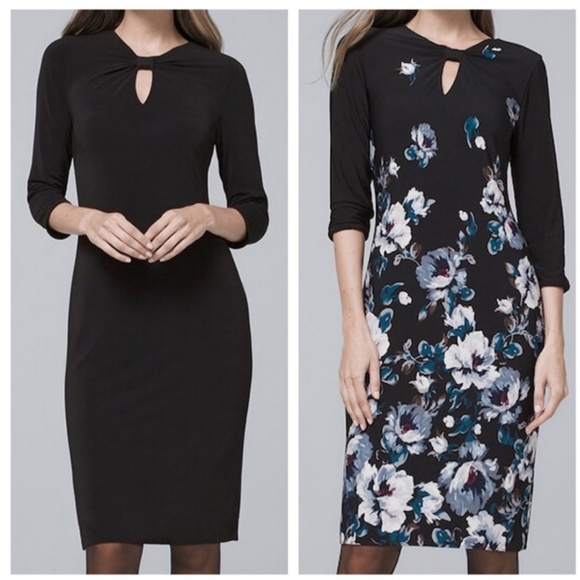 New WHBM Reversible Floral Solid Knit Dress XSP - Picture 1 of 7